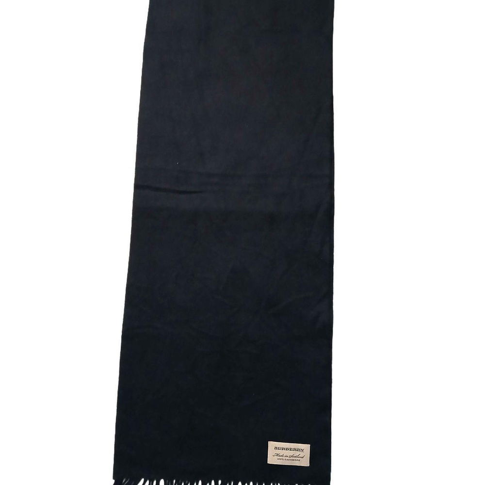 Luxury Vintage Black Cashmere Burberry Scarf Embroidered Fall Winter Scarves